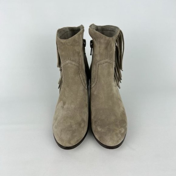 Sam Edelman Louie Taupe Fringe Suede Western Ankle Boot 6 - Picture 2 of 16